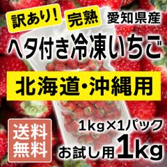 【訳あり・お試し用】北海道・沖縄用　ヘタ付き冷凍イチゴ　愛知県産　完熟　約1kg　お値打ち品