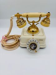 アンティーク 70年代のヴィンテージ レトロ式電話 真鍮 オニキス アンティーク 70年代のヴィンテージ レトロ式電話 真鍮 オニキス