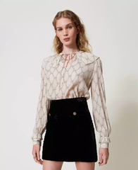【未使用・新品】【公式正規取扱い】TWINSET(ツインセット) ミニスカート ベルベット キルティング