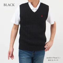 ポロ ラルフローレン ボーイズライン(メンズ)セーター ケーブルニットベスト POLO RALPH LAUREN 702300 POLO BLACK