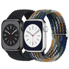49mm45mm44mm42mm_ブラックカムフラージュ 2枚入りButifacion コンパチブル Apple Watch バンド 49mm 45mm 44mm 42mm ナイロン製 アップルウォッチ バンド 伸縮性 iwatch ベルト Series 98