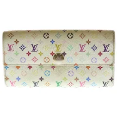 LOUIS VUITTON (ルイヴィトン) マルチカラー ポルトモネ クレディ ロングウォレット 長財布 カードケース ホワイト×ライトブルー ゴールド金具 レザー M93532