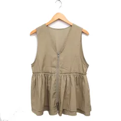 レプシィム ローリーズファーム LEPSIM LOWRYS FARM ギャザー WZIP ベスト Vネック 無地 F ベージュ /FT7