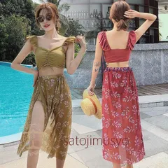 水着 レディース タンキニ 体型カバー 夏 水着 ママ水着 露出控え セパレート オトナ女子 リゾート ビスチェ 海 ビーチ みずぎ お洒落 ボタニカル 韓国風 水着  vii3v435964