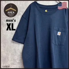 カーハート　クルーネック　ポケット付き　ネイビー　半袖　Tシャツ　XLサイズ