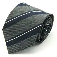 タカキュー ブランドネクタイ ストライプ柄 チェック柄 パネル柄 メンズ ネイビー TAKA Q 【中古】