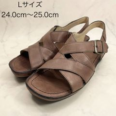 【新品 訳あり】　【3E】イング　クロスデザインサンダル　Ｌサイズ　ダークブラウン