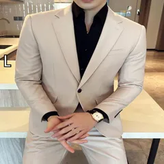 [L]春 コーデ メンズ  服 シンプル ファッション オシャレ 大人 かっこいい 大きいサイズ ストリート 紳士服 ボタン スーツ ハイエンド ビジネス カジュアル フォーマル スリム フィット 結婚式