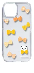 【新品未使用】iPhone15 アイフォン15 クリア ハードケース (パンダとリボン) パンダ 北欧 動物 オシャレ かわいい 可愛い cl-ip15-301
