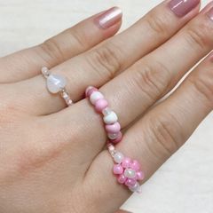 ピンク🩷ビーズリング　3個セット！　ハンドメイド