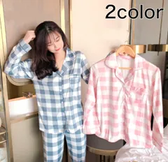 パジャマ レディース ルームウェア チェック 総柄 上下セット セットアップ 2点セット かわいい 長袖 春 秋 春秋 前開き 大人 女性 ママ 学生 ロングパンツ 部屋着 家着 おうち時間 ナイトウェア 寝巻き 定番 シンプル おしゃれ  a36-10