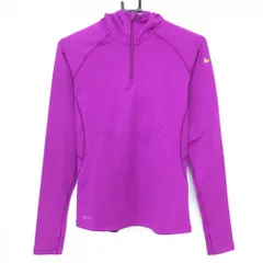 【超美品】ナイキ フード付き長袖シャツ パープル 裏微起毛 サイド・袖下メッシュ ハーフジップ DRI-FIT レディース S ゴルフウェア NIKE