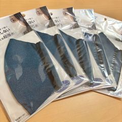 【Mサイズ】【デニムブルー】［日本製/5枚セット］速乾・毎日洗えてすぐ乾く！黄砂・花粉・ウイルスをよせつけない！通気性が良くムレにくい「超撥水布マスク」