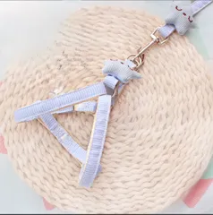 薄い青　コットン ハーネス・リードセット犬用  S  猫用   小型犬 ねこ  かわいい   可愛い ハーネス 犬用ハーネス  中型犬 おしゃれ    はーねす 首輪 子犬 超小型犬 成犬 いぬ イヌ ワンチャン 夏