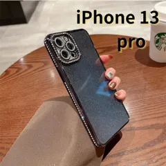 ［ショップス］iPhone13 pro スマホケース 黒 ラメ キラキラ ラインストーン シンプル 軽量 おしゃれ かわいい E028　E