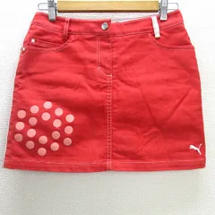 H■プーマ/PUMA カラーデニム ミニスカート ゴルフウェア【M】赤/LADIES■14【中古】