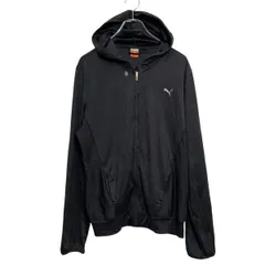 PUMA ロゴ ジャージ パーカー レディース L ブラック プーマ ジップアップ 薄手 スポーツ 古着卸 アメリカ仕入 a612-8187