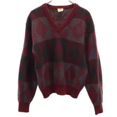小杉産業 90s オールド 長袖 Vネック セーター L ボルドー UOMO KOSUGI ニット メンズ