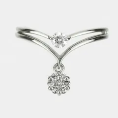 ダイヤモンド リング 指輪 レディース ミステリー ブラ スイング 揺れる V字 プラチナ 0 0.2カラット