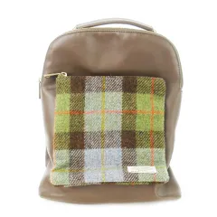 ハリスツイード Harris Tweed リュックサック デイパック 2way ショルダーバッグ レザー 革 ツイード チェック ロゴ 茶 ブラウン /CK6 ■GY11のサムネイル