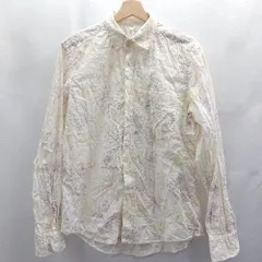 ◇ ⊂◎Φ UNITED ARROWS 花柄刺<!-利用不可文字-!> 長袖 シャツ サイズM イエロー系 メンズ E  【1504240013930】