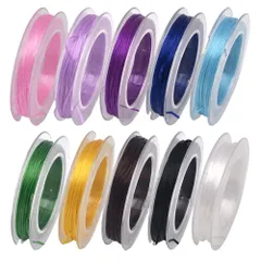 【即日発送】多色 10巻セット DIY 修理 0.8mm 作成 ひも アクセサリーパーツ キット ゴム ビーズライン ブレスレット用 弾力紐 伸縮性 オペロンゴム 手作り YFFSFDC (10色)