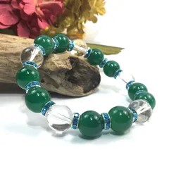 緑瑪瑙&水晶 パワーストーン ブレスレット 天然石 12mm （ライトブルー）メンズ・レディース　男性 [j]・女性　数珠ブレス　開運 [j]