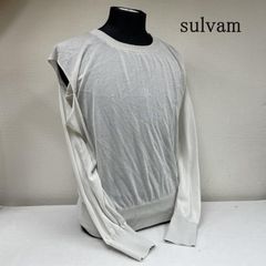 sulvam サルバム ニット、セーター 長袖 クルーネック サマーニット 変形 肩空き スリット入り 切り込み sr-k06-850