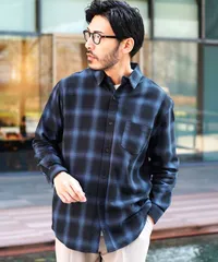 新品 未使用 JIGGYS SHOP(ジギーズショップ)オンブレーチェックレギュラーカラーシャツ 217843 ブルーのサムネイル