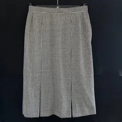 T9 【美品】11号 Leilian レリアン 千鳥柄 スカート 白黒 毛100% 秋物 T25100619