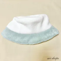 もこもこバケットハット　バイカラー　ホワイト×ブルー