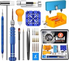 【在庫処分】【JOREST】時計 工具、時計修理工具、腕時計 ベルト調整交換 工具、腕時計電池交換工具、時計裏蓋外し工具キット、バネ棒外し、取扱説明書（英語版）