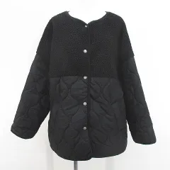 ティティベイト titivate select キルティングコート M 黒系 ブラック ノーカラー スナップボタン ポケット 