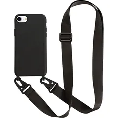 UnnFiko For iPhone 8 ケース ネックストラップ For iPhone SE 3/2 用スマホケース 蛍光色 シリコン アイフォン iPhone 7 ケース シンプル ソフトiPhone SE 第3/第2世代 保護カバー 携帯ストラップ  0