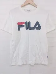 ◇ FILA フィラ ロゴプリント 半袖 Tシャツ カットソー サイズL オフホワイト ネイビー レッド メンズ P  【中古】 【1210030006890】