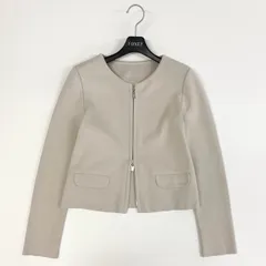 9j6 FOXEY BOUTIQUE フォクシーブティック ジップアップ ノーカラー ニットジャケット URBAN STANDARD カーディガン 日本製 42844 38 サンドベージュ レディースo07tのサムネイル