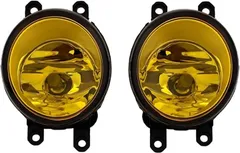 SUBETE 互換品トヨタ 互換 フォグランプ ユニット 汎用 社外品 HID LED 純正サイズ交換用 H8 H11 H16 ガラス レンズ LR セット(イエロー)