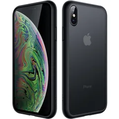 JETech マットケース iPhone Xs と iPhone X 5.8インチ 耐衝撃性ミリタリーグレードの落下防止 つや消しの半透明の背面電話カバー 指紋防止 (ブラック)