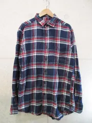 UNIQLO ユニクロ  ネルシャツ 長袖 胸ポケット チェック柄 ネイビー 赤 Mサイズ
