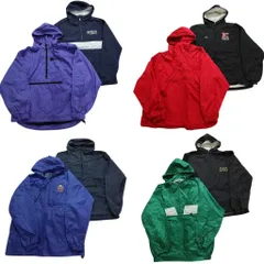 古着卸 まとめ売り アノラックパーカー ジャケット 8枚セット (メンズ Ｍ ) ライン ハーフジップ ドローコード 無地 中古 古着 NB6873