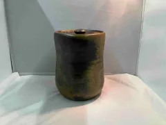 Ｎ３９２　水指　『備前焼』『落雁窯　幸崎達彦造』　共箱　茶道具 N392 水指 『備前焼』『落雁窯 幸崎達彦造』 共箱 茶道具
