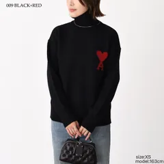 AMI ALEXANDRE MATTIUSSI AMI DE COEUR アミパリス Ami De Coeur ニット セーター ファネルネック メリノウールフェルトニットセーター UKS839 018 レディース ブラック タートルネック ロゴ