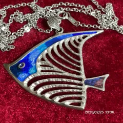 ヴィンテージ エナメル/七宝の大きな熱帯魚/フィッシュのチャーム