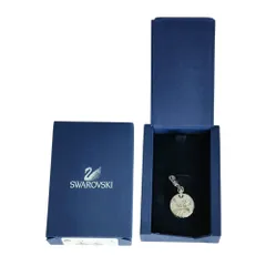 美品 SWAROVSKI スワロフスキー シグネチャー スワン リバーシブル パヴェクリスタル ネックレス チャーム 箱付き シルバーカラー レディース 古着 中古 USED