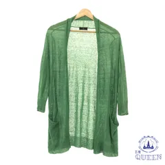 【訳アリ】 INED イネド トップス ロングカーディガン 薄手 カジュアル 長袖 レディース グリーン 9 麻 901-10955 送料無料 古着