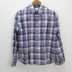 s■アーバンリサーチ/URBAN RESEARCH DOORS 麻混 チェック柄 長袖シャツ【28】茶系/MENS/106【中古】