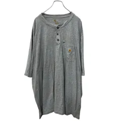 Carhartt 半袖 ヘンリーネックTシャツ 4XL グレー カーハート ビッグサイズ ロゴ 古着卸 アメリカ仕入 a704-5507