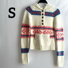 ニット　セーター　アクリル　100% 長袖　レトロ　白　ホワイト　柄