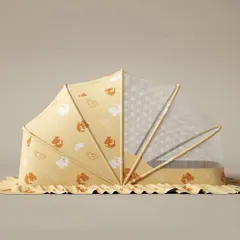 ☆ イエロー ☆ Sサイズ ☆ 折り畳み式蚊帳 蚊帳 折りたたみ 新生児 S モスキートネット ベビー 赤ちゃん かや カヤ キャノピー ベビーベッド ベッド 折り畳み かぶせるだけ ワンタッチ 持ち運び 底なし 蚊よけ 虫よけ 風除け 通気性良い 猫 犬対策のサムネイル