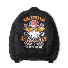 A BATHING APE ア ベイシング エイプ ジャケット サイズ:S / 00s THE REAL McCOYS ウイングロゴ MA-1 フライトジャケット / ブラック 黒 / アウター ブルゾン ジャンパー 上着 / コラボ 別注【メンズ】のサムネイル